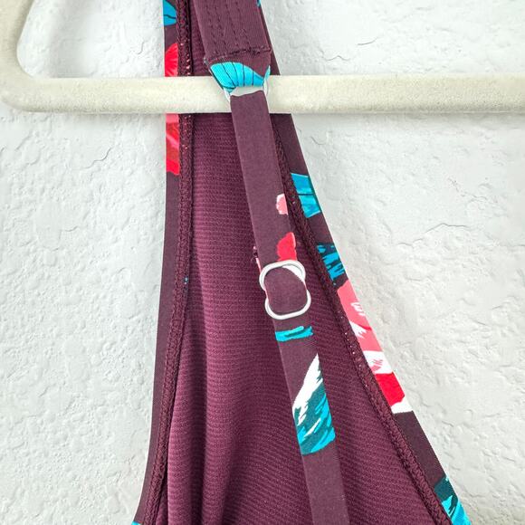 Embrace Your Curves Women Floral One Piece Bathing Swimsuit Burgundy XL 16/18 - Picture 5 of 9